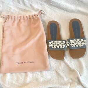 Stuart Weitzman Blue and White Sandals